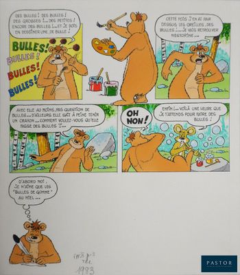 a cartoon of a bear that is talking to another bear