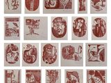 une image représentant un collage de dessins rouges et blancs sur papier