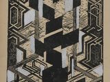 un dessin en noir et blanc représentant un motif géométrique sur une feuille de papier