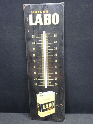 Thermomètre vintage « Labo Labo » muni d'un thermomètre sur le côté