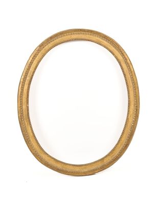 gold oval picture frame isolated on white background with copy space for text