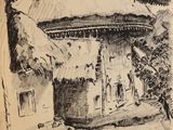 une image représentant le dessin d'un bâtiment surmonté d'un dôme