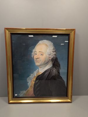 tableau représentant un homme aux cheveux blancs et vêtu d'une veste noire