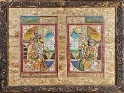 une image représentant un tableau où l'on voit deux hommes assis sur un banc