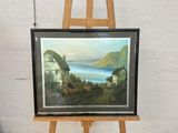 a picture of a painting on an easel with a picture of a house