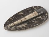 a black and white object on a white surface