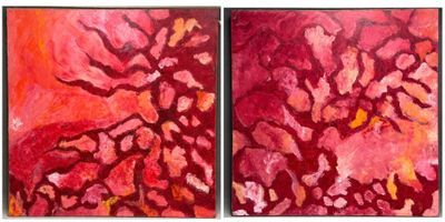 Michèle SIBOUN Abstraction. Deux huiles sur toile daté 1983.