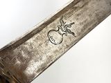 a close up of a knife that has been cut in half