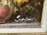 a painting of sunflowers and other flowers in a vase