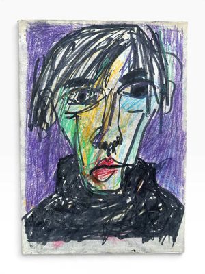 an image of a drawing of a woman ' s face on a piece of paper
