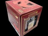a red box with a picture of a woman on it