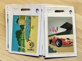 a picture of a book with a picture of a race car on it