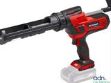 a close up of a red and black cordless drill on a white background