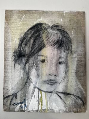un tableau représentant une jeune fille au regard triste