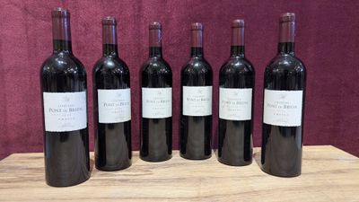 six bottles of wine are lined up on a wooden table