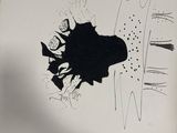 drawing of a black and white picture of a person with a knife
