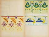 un livre ouvert sur lequel figurent des dessins d'oiseaux et de fleurs