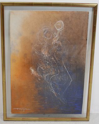 painting of a woman on a horse in a gold frame
