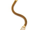 an 18k yellow gold mesh bracelet watch with a mother ' s face