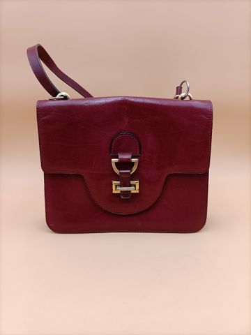 Sac rouge en cuir porté main et épaule façon Céline
