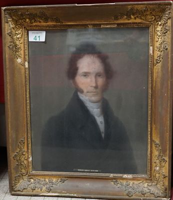 painting of a man in a black coat and white shirt