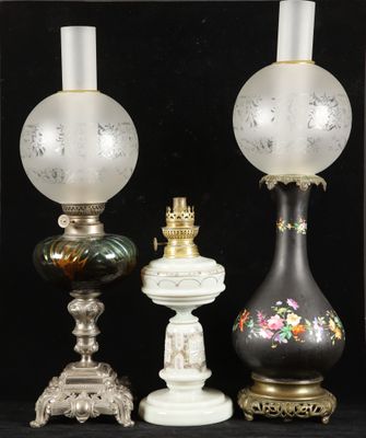 several different types of vases and lamps on a black background