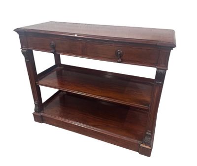 an image of a wooden table with two shelves on top of it