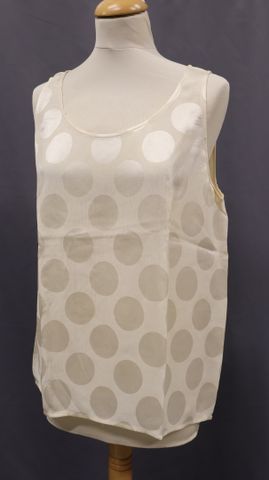 VALENTINO Miss V – Débardeur en soie beige. Taille : 48/14. Jauni...