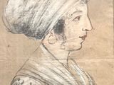 an old drawing of a woman with a turban on her head