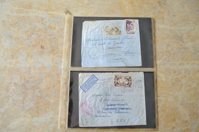 Deux lettres Océanie, croiseur Tourville + Daguin, 1947/49.