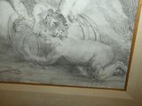 a picture of a drawing of a man and a dog