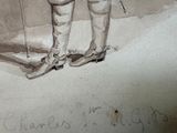a drawing of a man wearing skis and holding ski poles
