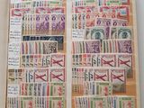an open book with a lot of stamps on it
