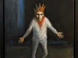 une peinture à l'huile représentant un homme portant une couronne sur la tête