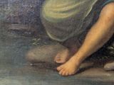 a painting of a woman kneeling on the ground