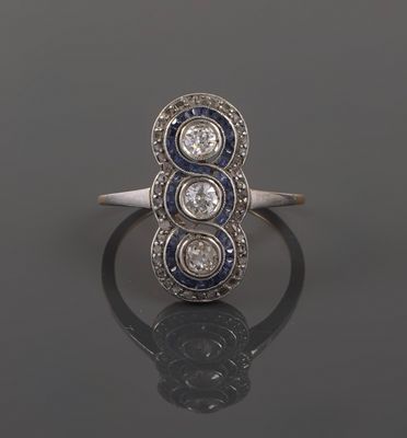 an art deco sapphire and diamond ring