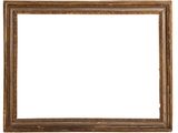 an old wooden picture frame on a white background