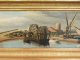 une image d'un tableau représentant un bateau sur l'eau