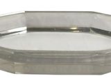 cendrier plaqué argent avec verre transparent et bordure argentée