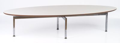 a white table with a wooden top on a white background
