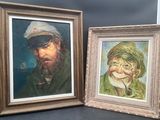 painting of a man with a pipe and a painting of a man with a hat