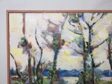 a painting on the wall of a room with a painting on the wall