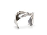 a close up of a silver ring on a white background