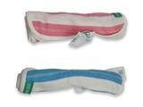 two pairs of pink and blue striped eyeglass cases on a white background