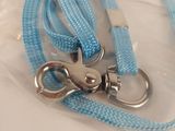 une corde bleue munie d'un crochet argenté