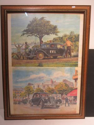 deux photos de voitures anciennes exposées dans un musée