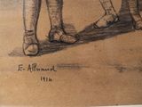 a drawing of a man and a woman standing next to each other