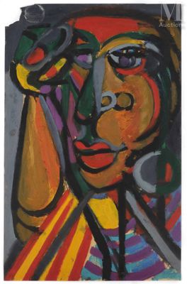 une image d'une peinture représentant une femme tenant un téléphone portable