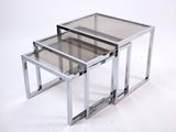 three glass nesting tables on a white background with a white background