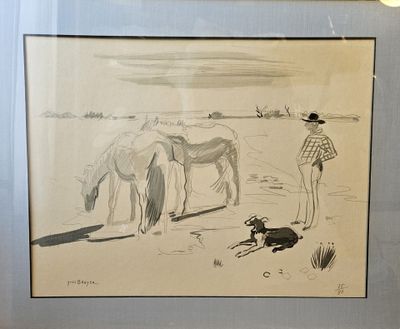 Yves BRAYER (1907-1990) Chevaux en Camargue